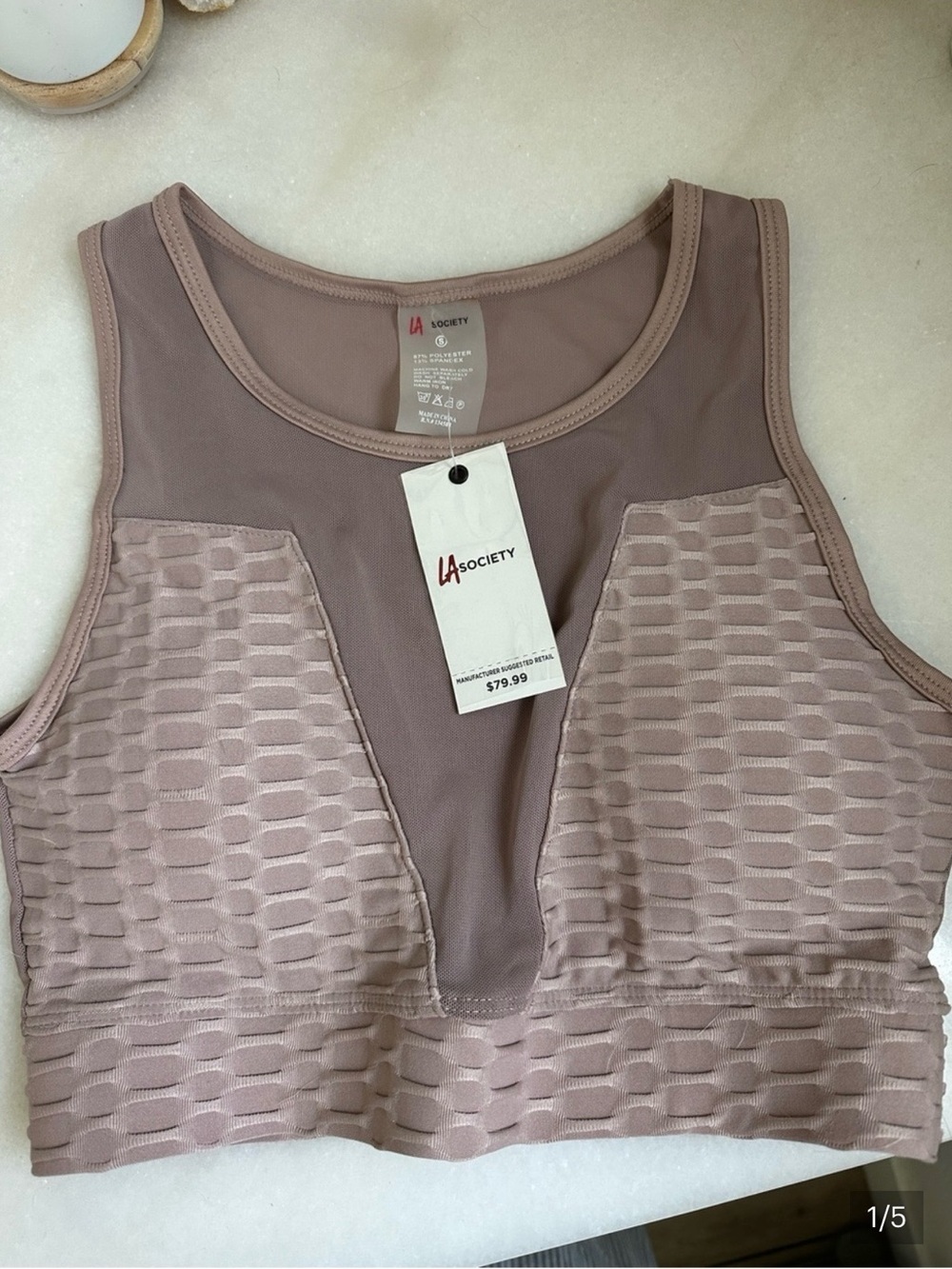 LA Society Women's Mauve Tank Sports Bra NWT original $79.99!